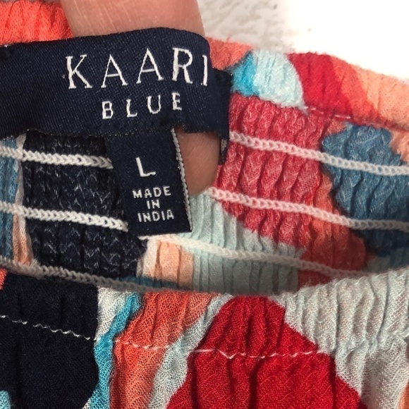 Kaari Blue Concentric Coral and Blue Romper - Picture 3 of 5